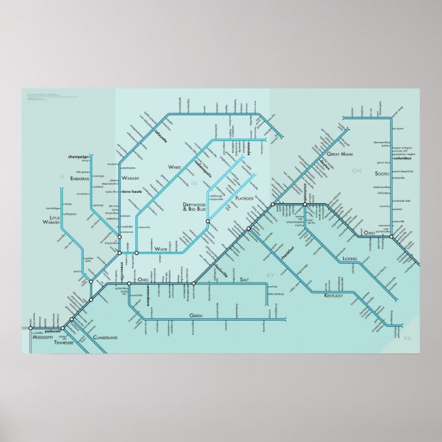 Póster Ohio inferior de 30" x 20" (Frente)