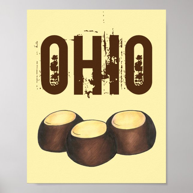 Póster Ohio OH Peanut Butter Buckeye Buck Oye Nut Candy (Frente)