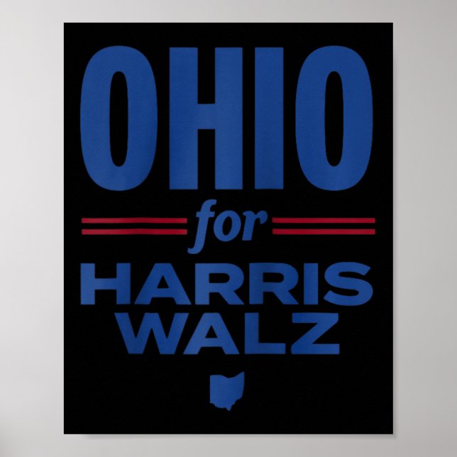 Póster Ohio Para Kamala Harris Waltz W 2024 Raglan Baseba (Frente)