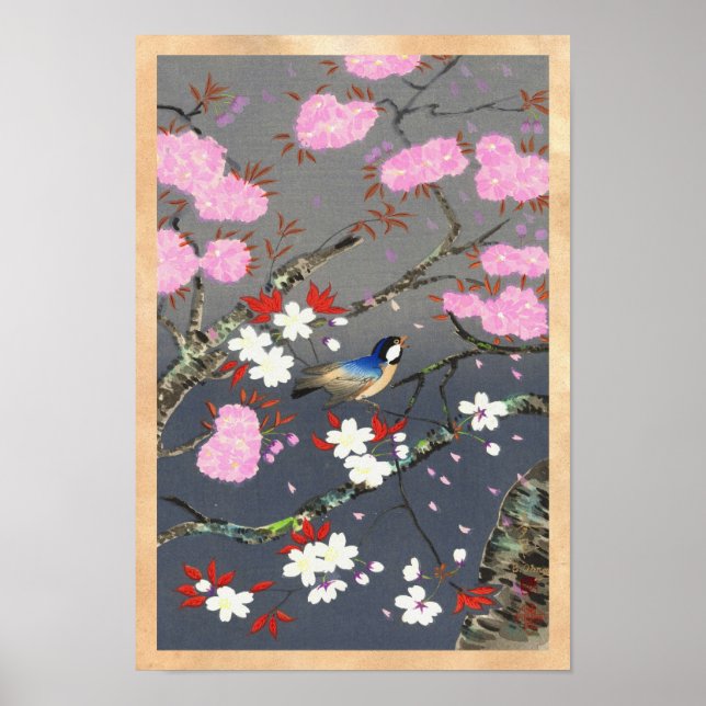 Póster Ohno Bakufu Cherry Blossoms bluebird shanga (Frente)