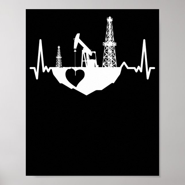 Póster Oilfield Worker Rig Drill Roughneck Heartbeat (Frente)