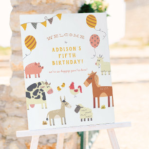 Póster Oink Baa Quack Moo Farm Animals Fiesta de Cumpleañ