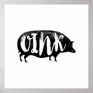 Póster OINK Funny Vintage Pig