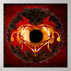 Póster Ojo abstracto del corazón del fuego