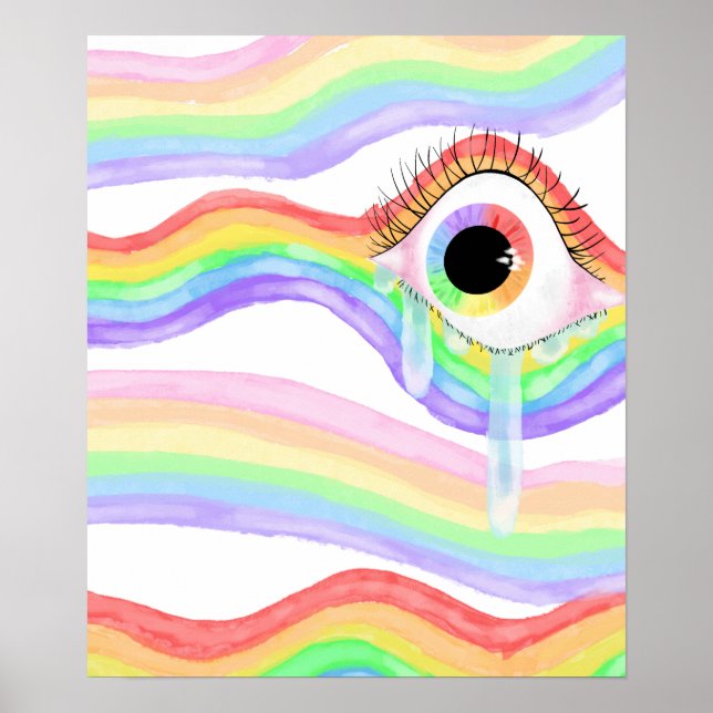 Póster Ojo arcoiris trippy artístico con lágrimas (Frente)