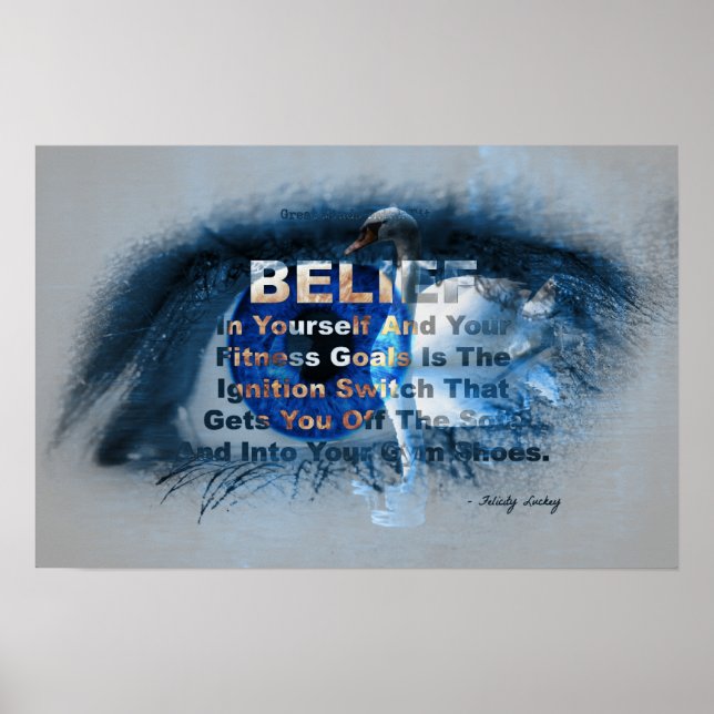 Póster ¡Ojo azul de creencia de fitness! (Frente)