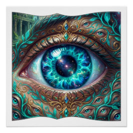 Póster Ojo azul eléctrico grande en escena de fantasía