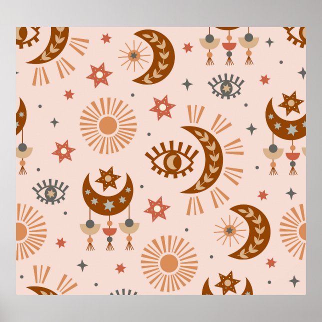 Póster Ojo celeste, luna, patrón solar. (Frente)