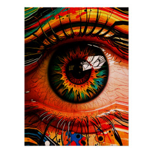Póster Ojo de Explosión de Color – Realismo Abstracto Vib