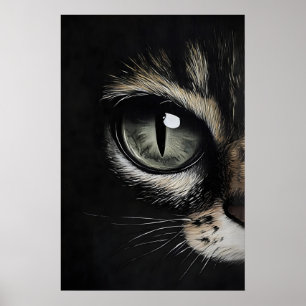 Póster Ojo de gato estampado oscuro, ojo de gato negro gó