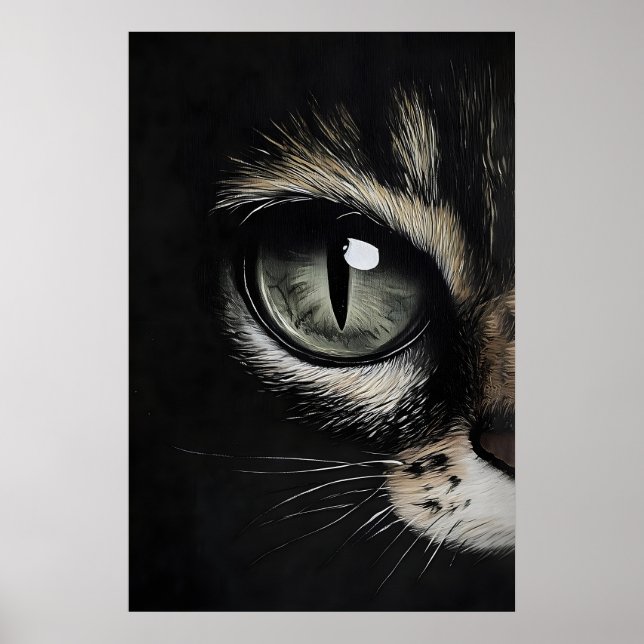 Póster Ojo de gato estampado oscuro, ojo de gato negro gó (Frente)
