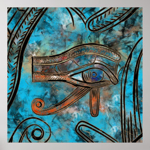 Póster Ojo egipcio de Horus - Wadjet - medios mixtos