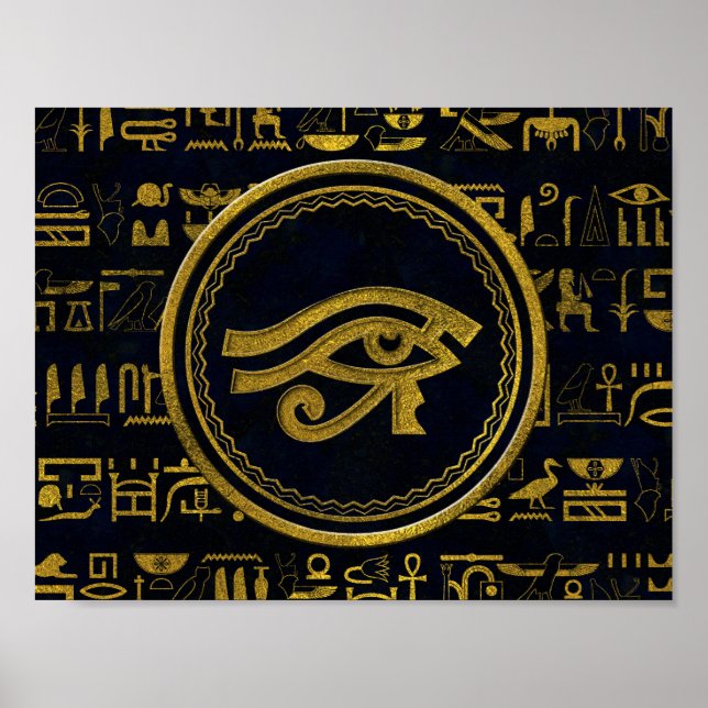 Póster Ojo egipcio de oro de Horus - Wadjet (Frente)
