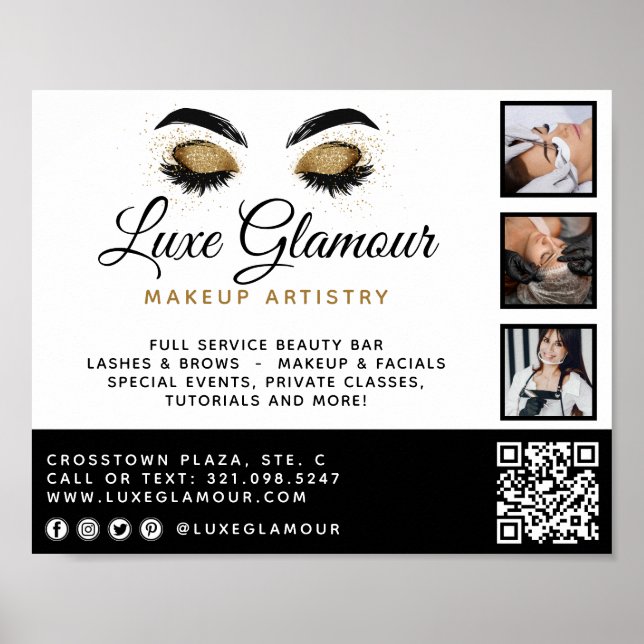 Póster Ojo Glamoroso con brotes Bar de belleza Promo (Frente)