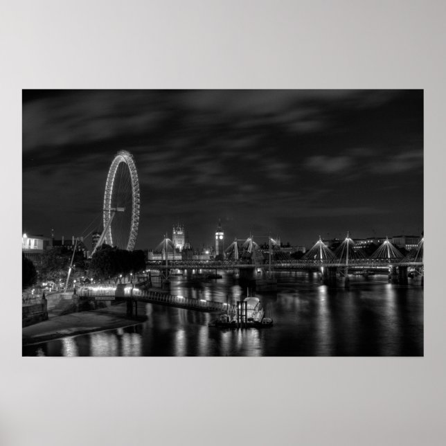 Póster Ojo londinense en blanco y negro (Frente)