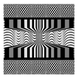 Póster Ojo Muro Op Arte Negro y Blanco