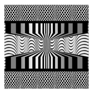 Póster Ojo Muro Op Arte Negro y Blanco