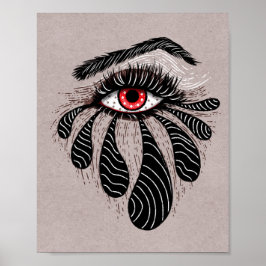 Póster Ojo Rojo Lágrimas Negras Gótica