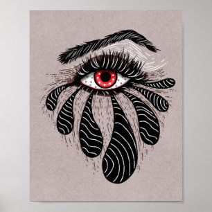 Póster Ojo Rojo Lágrimas Negras Gótica