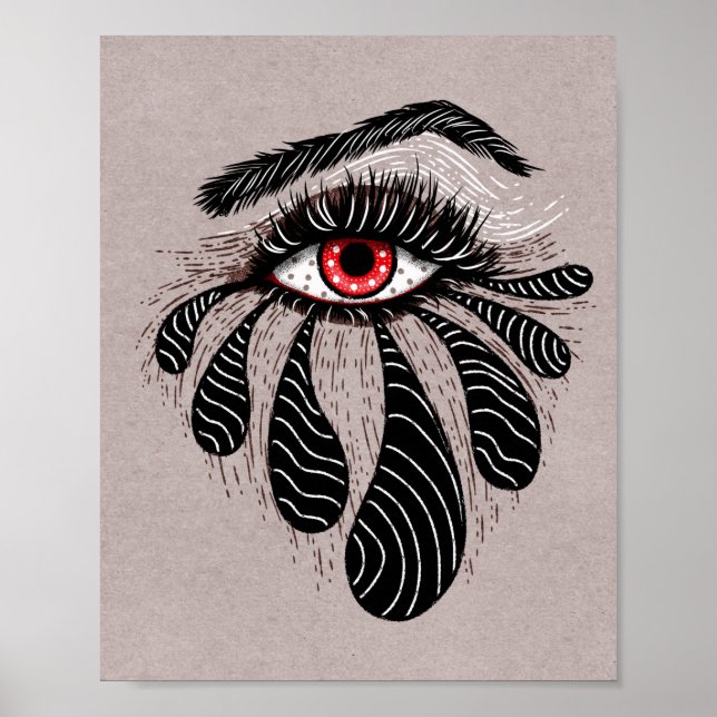 Póster Ojo Rojo Lágrimas Negras Gótica (Frente)