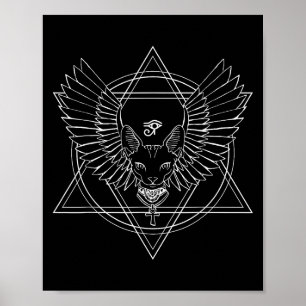 Póster Ojo Y Gato Egipcio De Horus Con Alas Para Las Muje