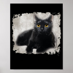 Póster Ojos Amarillos De Gato Negro En Mi Camisa