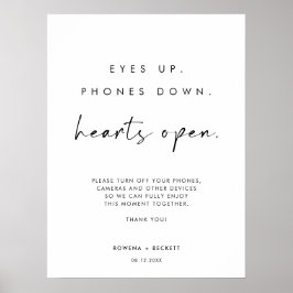 Póster Ojos Arriba Teléfonos Con Los Corazones Abren Cere