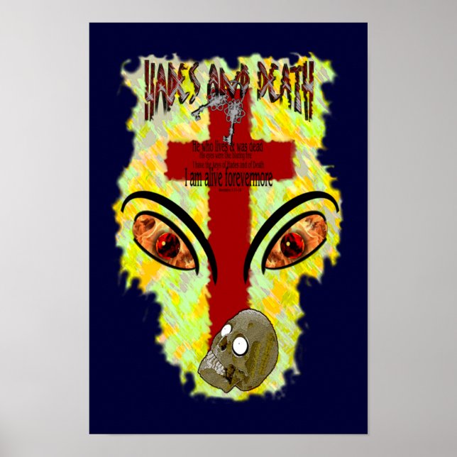 Póster Ojos como fuego abrasador - Revelación 1:14-18 (Frente)