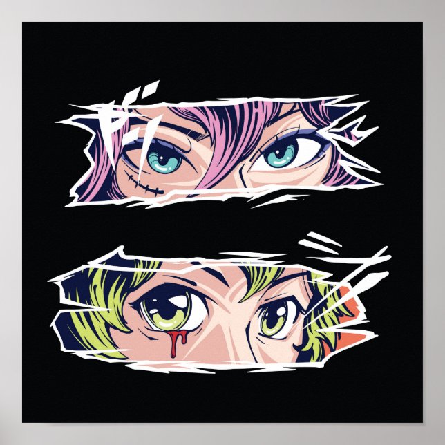 Póster Ojos de Anime Dobles (Frente)