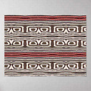 Póster Ojos de búho abstractos, líneas rojas