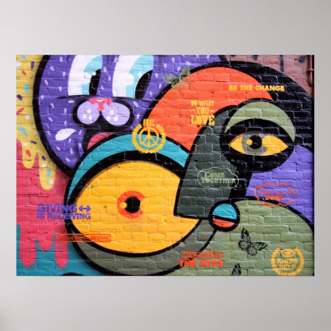 Póster ojos de graffiti de pared poster de mensajes de pa (Frente)