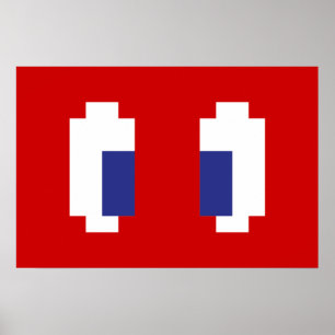 Póster Ojos de Manga de 8 bits en píxeles