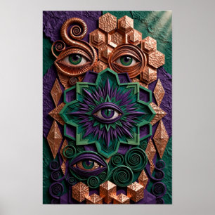 Póster Ojos de Oráculo Místico Alivio - Esmeralda Violeta