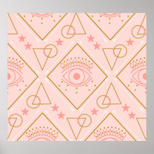 Póster Ojos de oro rosados: diseño sin foco geométrico