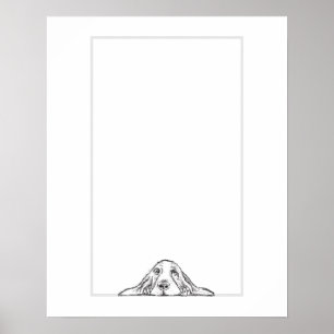 Póster ojos de perrito simple blanco negro