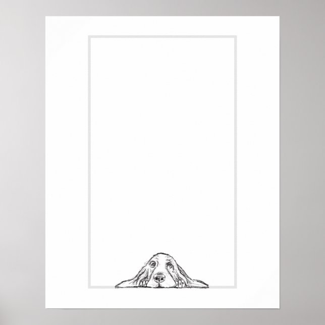 Póster ojos de perrito simple blanco negro (Frente)