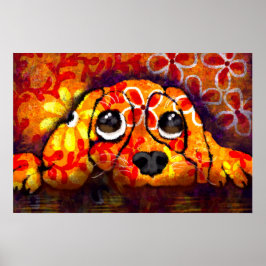 Póster Ojos de perro de pipa sincera abstracción Naranja 
