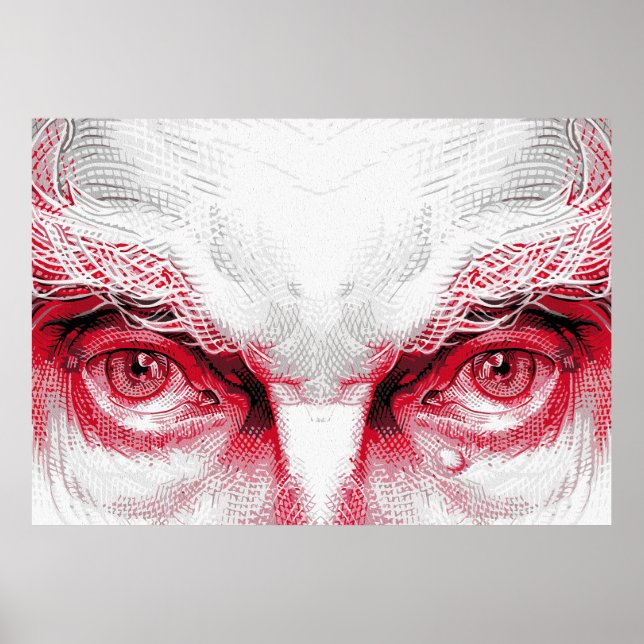 Póster Ojos del antiguo mal – Advertencia roja (Frente)
