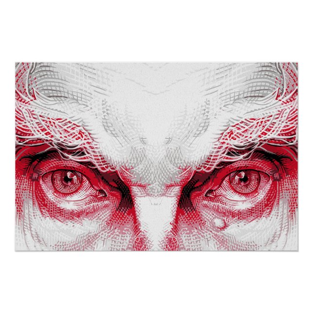 Póster Ojos del antiguo mal – Advertencia roja (Anverso)