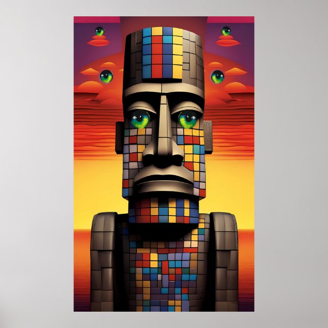 Póster Ojos del surrealismo pop Moais Ken Gage (Frente)