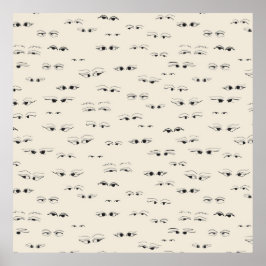 Póster Ojos divertidos con tinta dibujando un patrón de a