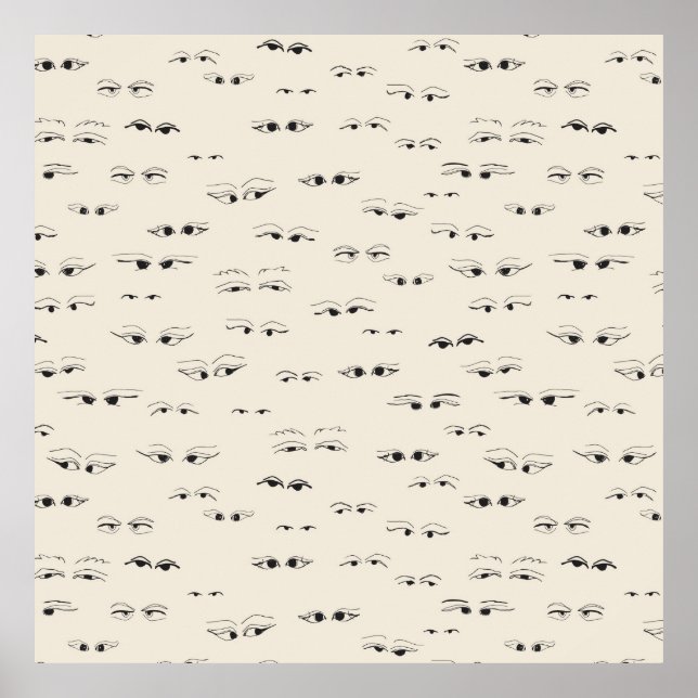 Póster Ojos divertidos con tinta dibujando un patrón de a (Frente)