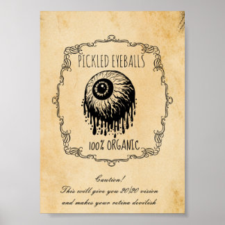 Póster Ojos en conserva de botica vintage Halloween