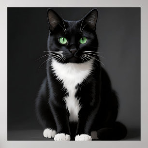 Póster Ojos Esmeralda Gato Negro