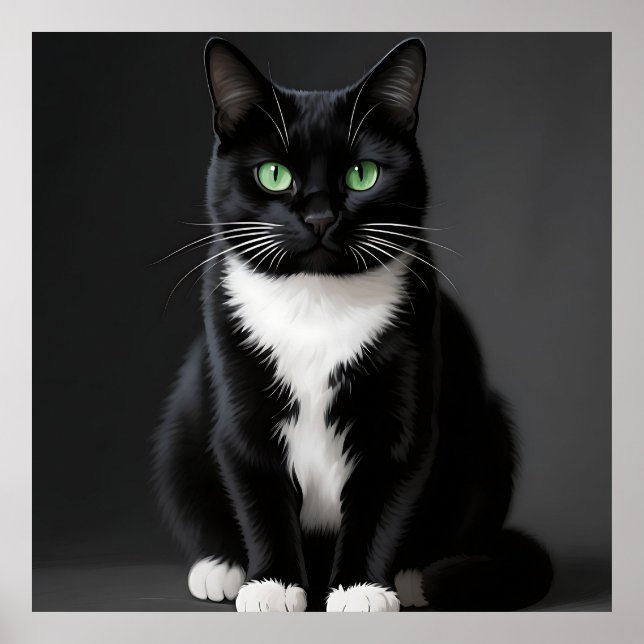 Póster Ojos Esmeralda Gato Negro (Frente)