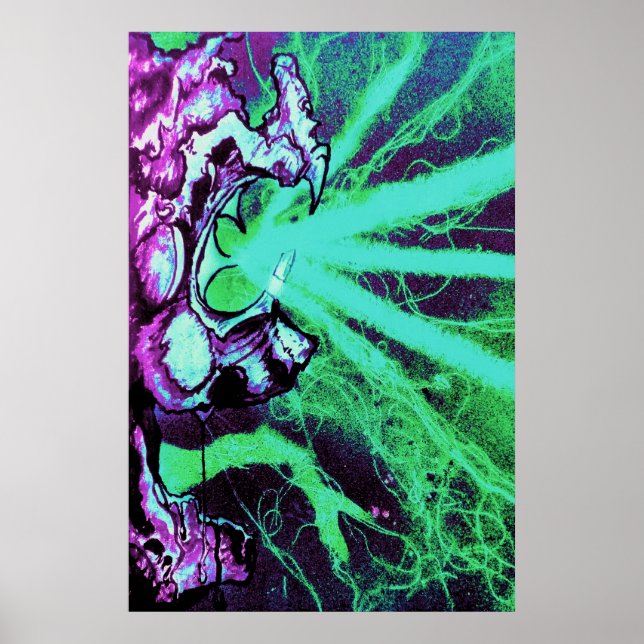 Póster Ojos láser alienígenas con lengua de reptil (Frente)