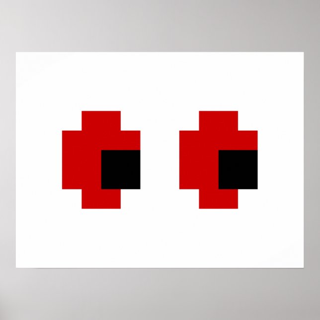 Póster Ojos rojos fantasmagóricos de 8 bits (Frente)