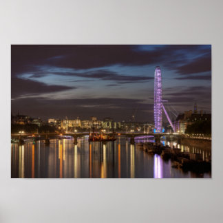 Póster Ojos y Támesis de Londres de noche