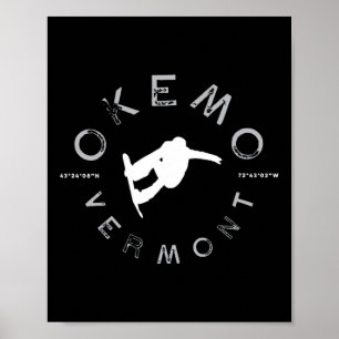 Póster Okemo Mountain Vermont Grave Snowboard T