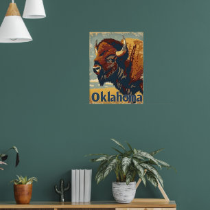 Póster Oklahoma Bison Vintage